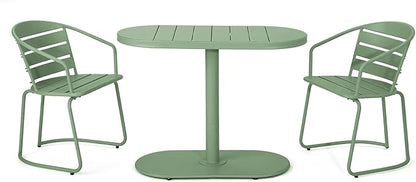 Christopher Knight Home Adley Outdoor Bistro Set, 3-Piece Bistro Table and Chair Set of 2, Patio Furniture Set with Iron Frame, Outdoor Bistro Dining Set, Poolside/Garden Cafeteria, Matte Dark Green