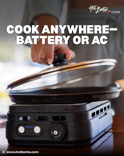 Hot Bento Cook – Portable Battery-Powered Flameless Cooker Reaching 500°+, Adjustable Heat Levels, Cordless Cooking for Camping, Travel & Outdoor Use