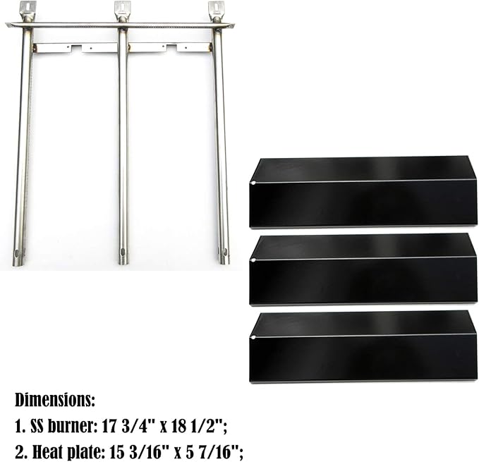 Parts Kit DG199 Replacement for Sonoma CGR27, CGR27LP, CGR30, CGR30LP Gas Grill Burners 17 3/4" x 18 1/2" & Porcelain Steel Heat Plate 15 3/16" x 5 7/16"