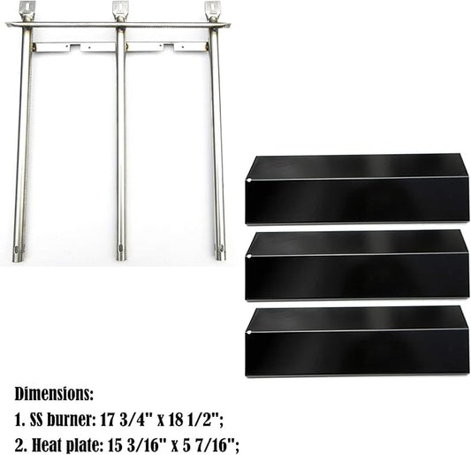 Parts Kit DG199 Replacement for Sonoma CGR27, CGR27LP, CGR30, CGR30LP Gas Grill Burners 17 3/4" x 18 1/2" & Porcelain Steel Heat Plate 15 3/16" x 5 7/16"
