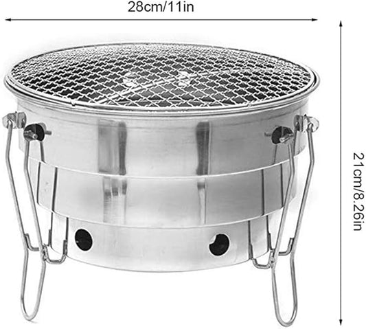 Portable Charcoal Grill for Camping BBQ, Stainless Steel Folding Mini Outdoor Barbecue Grill, Compact Camping Grill for Picnic Travel, Easy to Carry Charcoal Grills BBQ,A-1