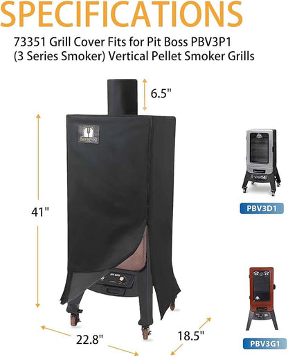 73351 Cover for Pit Boss Pellet Smoker Grill, Pitboss 3 Series Vertical Smoker Cover, Heavy Duty Waterproof BBQ Accessories