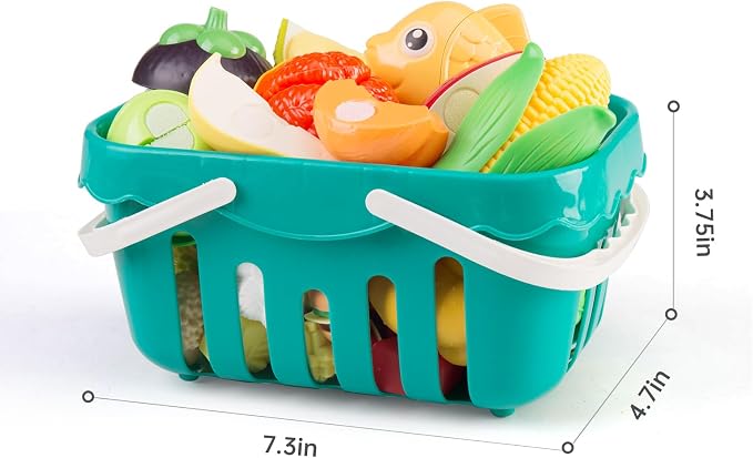 240Pcs Kids Mini Play Kitchen Accessories, Play Pans, Pots, Cookware with Desserts, Cuttable Veggies & BBQ Set & Storage Basket, Prop Money, Learning Gift for Child，Toddlers, Child, Green