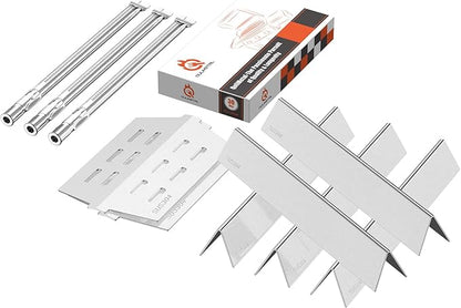 SUS304 Grill Parts for Weber Genesis 300 Series with Front Control Knob, Genesis Burner Tube, Heat Deflectors & 17.5" Flavorizer Bars for Weber Genesis E/S310 E/S320, Replacement for Weber 7621 62752