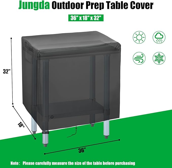 Outdoor Prep Table Cover, 36 inch Waterproof Outdoor Grill Cart Cover Pizza Oven Table Covers - 36 x 18 x 32 Inch