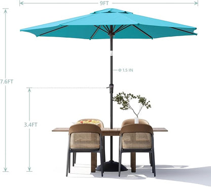 Sannwsg Patio Umbrellas, Pool Umbrella with 8 Sturdy Ribs, Outdoor Umbrella with Push Button Tilt/Crank, Deck Umbrellas, Market Umbrela Table for Backyard, Deck, Garden, Pool