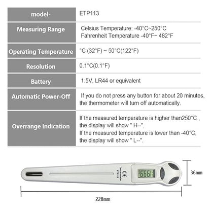 allsun Digital Meat Thermometer with Stainless Steel Probe, High Precision °C/°F Cooking Thermometer for Kitchen, Food & Home Use