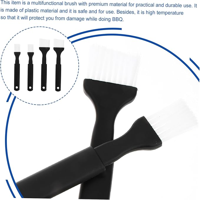 Cabilock 4-Piece Nylon Bristle Bbq Brush Set with Heat Resistant Plastic Grip for Basting Grilling Baking Cooking Easy to Clean Outdoor Cooking Tools 8.07 Inch