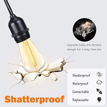 Afirst Solar Outdoor String Lights Waterproof, 12 Feet, 10 Edison Bulbs, Shatterproof Solar Patio Lights for Garden, Backyard, Porch.