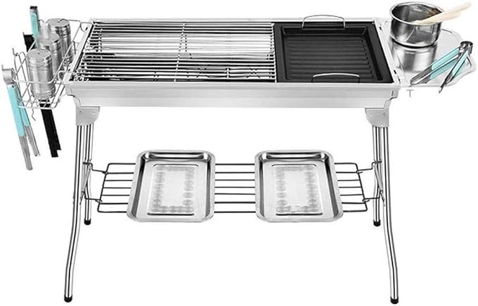 Portable Charcoal Grill for Camping BBQ Outdoor Barbecue Grill, Foldable Charcoal Grills BBQ Grill for Picnic, Stable and Durable Charcoal Grill,A-1