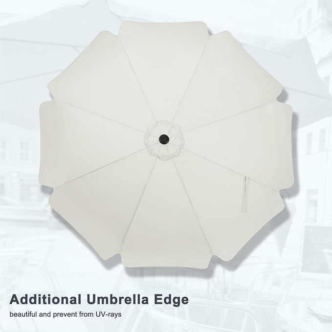 MASTERCANOPY 9ft Patio Umbrella with Valance, Crank & Tilt, Light Beige | 8 ribs, UV/fade-resist, waterproof, vent, for garden/deck/yard/pool