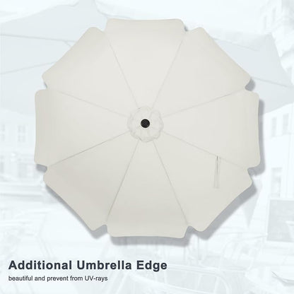 MASTERCANOPY 9ft Patio Umbrella with Valance, Crank & Tilt, Light Beige | 8 ribs, UV/fade-resist, waterproof, vent, for garden/deck/yard/pool