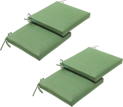 QILLOWAY Outdoor Indoor Chair Pads,Seat Cushions, Square Foam Dining Chair Patio Cushion Set of 4, All Weather, 17" Lx17 Wx3 D (Dark Green)