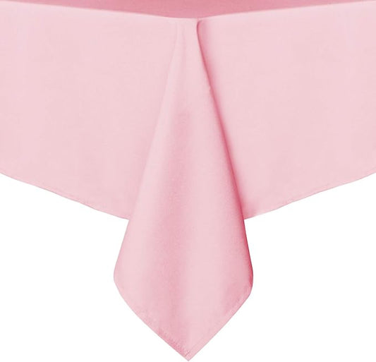 sancua Rectangle Tablecloth - 54 x 54 Inch - Stain and Wrinkle Resistant Washable Polyester Table Cloth, Decorative Fabric Table Cover for Dining Tables, Buffet Parties and Camping, Pink