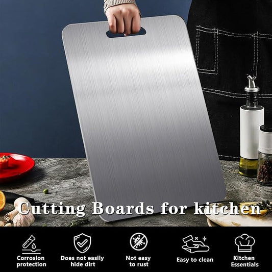 Titanium Cutting Board, Pure Titanium Cutting Boards for Kitchen, Cutting Boards Non Toxic, Double-Sided Food-Grade, Easy to Clean, Dishwasher Safe, for Meats, Fruits and Vegetables