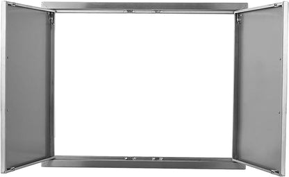 Outdoor Kitchen Doors- 28" W x 21" H -Stainless Steel BBQ Double Access Door,Flush Mount for Outdoor Kitchen Island