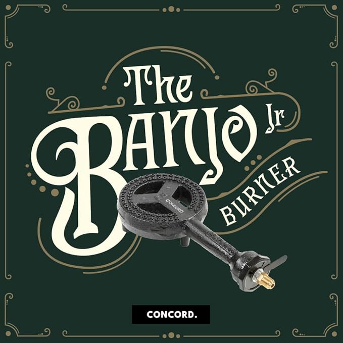 CONCORD 6" Diameter High Pressure Banjo Jr Burner Head with Brass Orifice and Build in Stand (Burner Head with Regulator Hose)