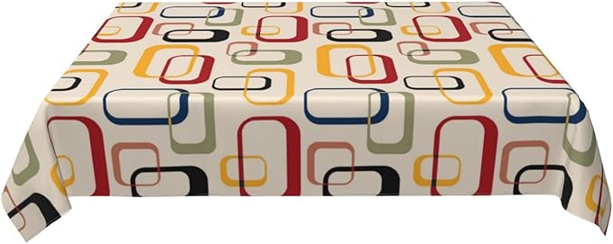 Mid Century Modern Retro Tablecloth for Dining Room Kitchen Birthday Party Decorations, Rectangular 54"x72" Oil-Proof Waterproof Vintage Decorative Table Cover