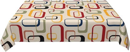 Mid Century Modern Retro Tablecloth for Dining Room Kitchen Birthday Party Decorations, Rectangular 54"x72" Oil-Proof Waterproof Vintage Decorative Table Cover