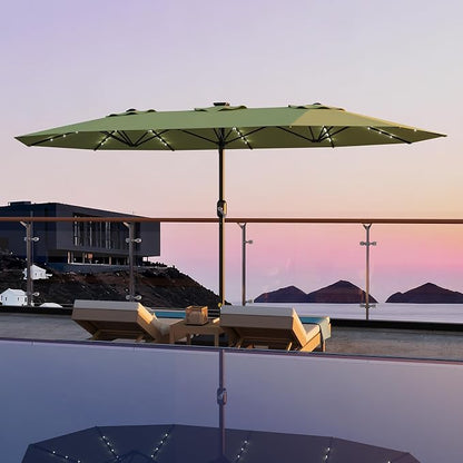 Garvee 15FT Patio Umbrella with Base Included Outdoor Umbrella, Lime Green | Large Market Umbrellas with Crank Handle UV Protection Table Umbrellas for Outdoor, Backyard, Deck, Poolside