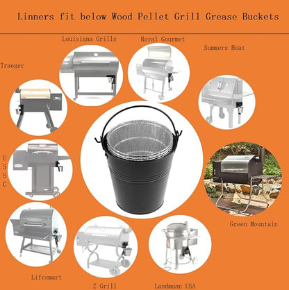 Firsgrill Grease Bucket Liners Replacment Traeger, Z Grill, Green Mountain Pellet Wood Smoker (15, Liners)