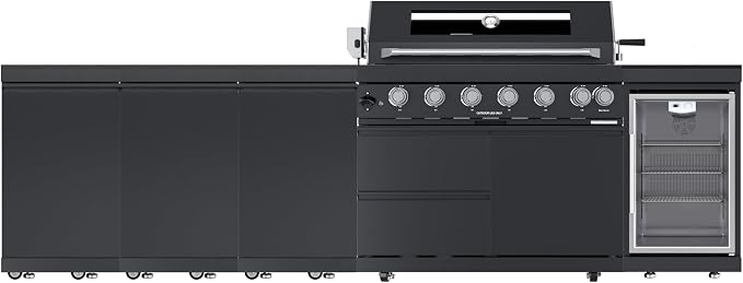 Modular Outdoor Kitchen Island with Grill,85,000 BTU,121 Inch,Black