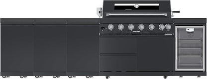 Modular Outdoor Kitchen Island with Grill,85,000 BTU,121 Inch,Black