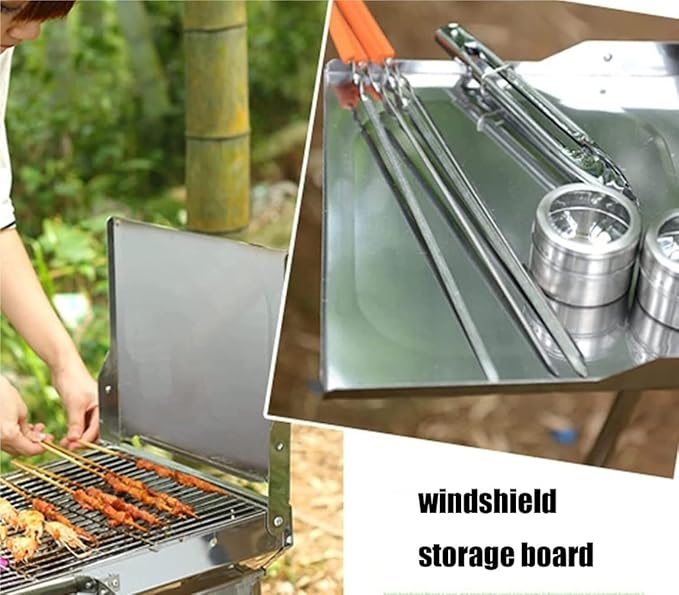 Charcoal Grill Folding Charcoal Grill Portable Charcoal Grill Stainless Steel for Outdoor Camping Travel Park Beach BBQ Grill