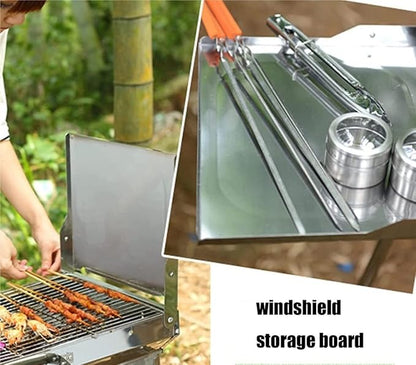 Charcoal Grill Folding Charcoal Grill Portable Charcoal Grill Stainless Steel for Outdoor Camping Travel Park Beach BBQ Grill