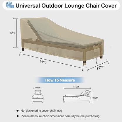 OutdoorLines Outdoor Waterproof Patio Chaise Lounge Chair Cover - UV Resistant Lounger Covers Heavy Duty Weatherproof Patio Sofa Furniture Covers, 2 Packs, 84Wx32Dx32H Inches, Camel