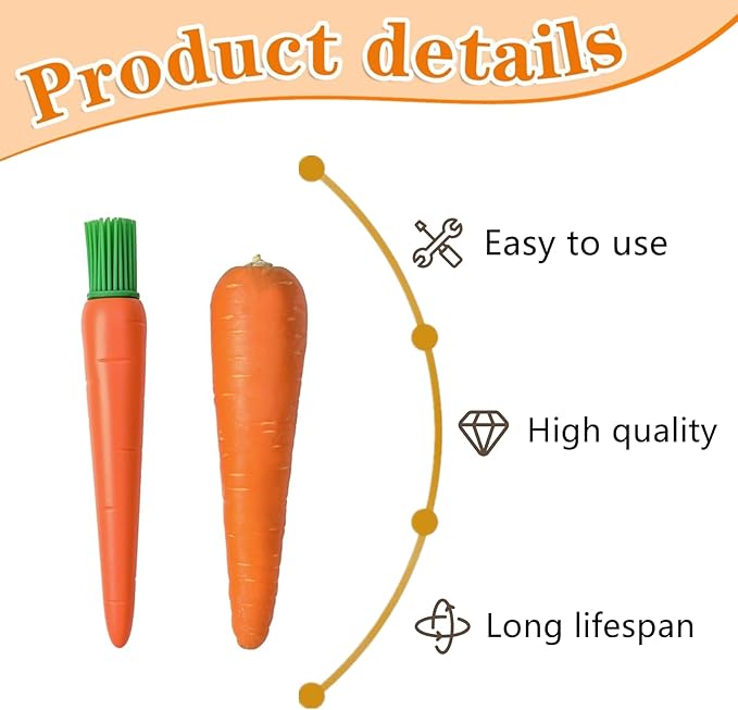 2 Pcs Silicone Oil Brush Creative Carrot Shape Silicone Baking Brush for Cooking, Kitchen Tool