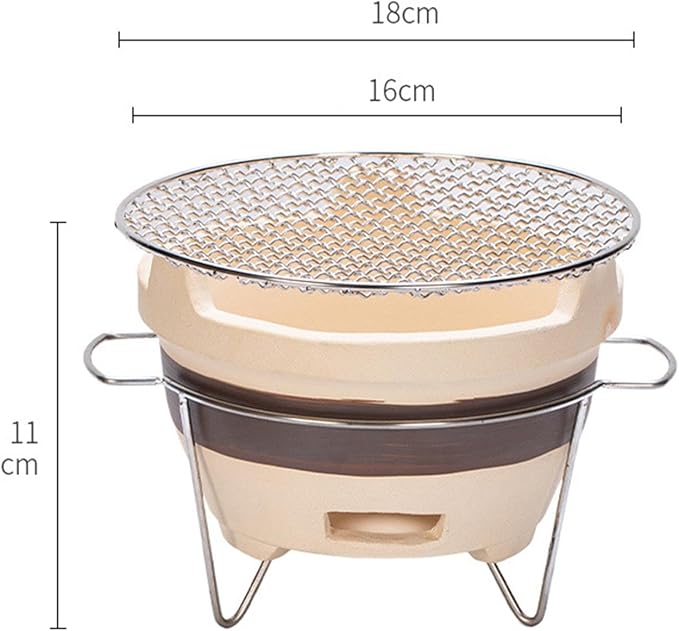 Small Charcoal Grill Camping Stove, Household Barbecue Grill Japanese Pottery Barbecue Stove for Backyard, Picnic Patio, Style C