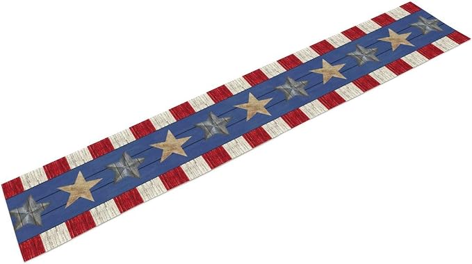 4th of July Memorial Day Table Runner, American Flag Stars Stripe for Home Kitchen Restaurant Holiday Kitchen Dining Table Decorations for Home Party Decor 13 x 90 Inch