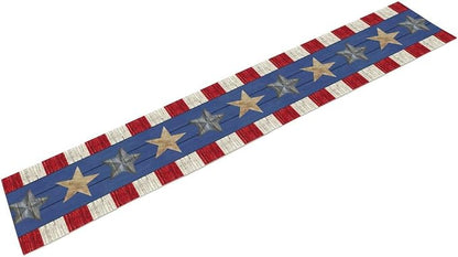 4th of July Memorial Day Table Runner, American Flag Stars Stripe for Home Kitchen Restaurant Holiday Kitchen Dining Table Decorations for Home Party Decor 13 x 90 Inch