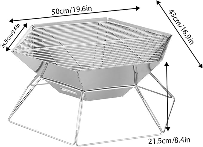 Charcoal Grills Outdoor Stainless Steel Electroplated Barbecue Grill Camping Home Multifunctional Portable Folding Barbecue Grill Barbecue Grill for Garden Outdoor Cooking ( Color : A , Size : 50*43*2