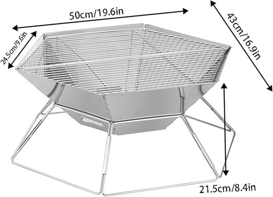 Charcoal Grills Outdoor Stainless Steel Electroplated Barbecue Grill Camping Home Multifunctional Portable Folding Barbecue Grill Outdoor Grill (Color : A, Size : 50 * 43 * 21.5cm)