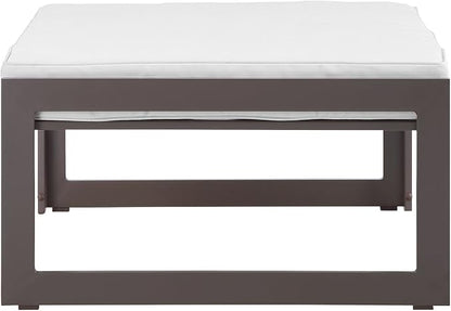 Modway Fortuna Aluminum Outdoor Patio Ottoman in Brown White