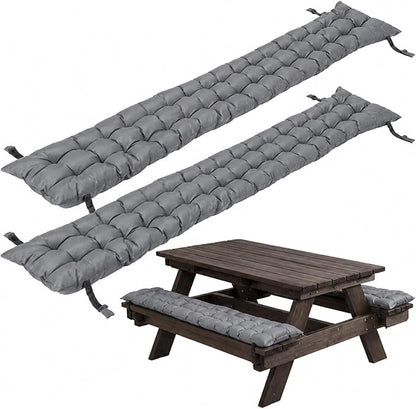 2pcs Picnic Table Bench Cushions, 72 x 10 x 3 Inch Outdoor Bench Seat Cushions with Ties, Tufted Patio Bench Pads for Picnic Table, Garden, Porch, Patio and Backyard Seating