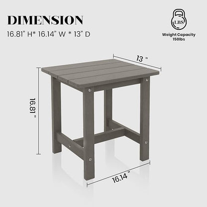Outdoor Side Table, Weather Resistant Double Small Adirondack Side Table, Outdoor Indoor End Table for Chair, 17" Patio Table for Pool, Deck and Porch, Black (Item1, Grey)