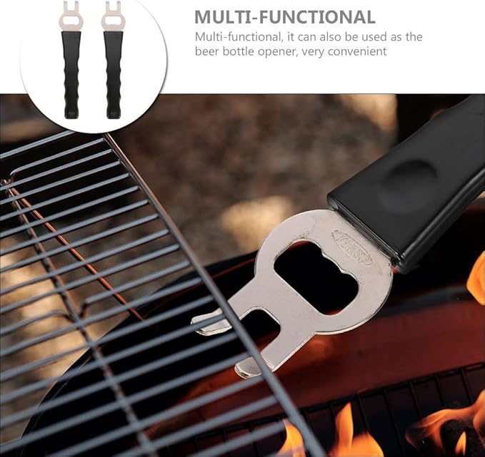 UKCOCO 2 Pcs Stainless Steel Grill Gripper and Hot Pan Lifter Tool - Anti-Scald Baking Tray Clip with Bottle Opener - Multi-Functional Kitchen Tongs for BBQ, Dish, Plate and Rack