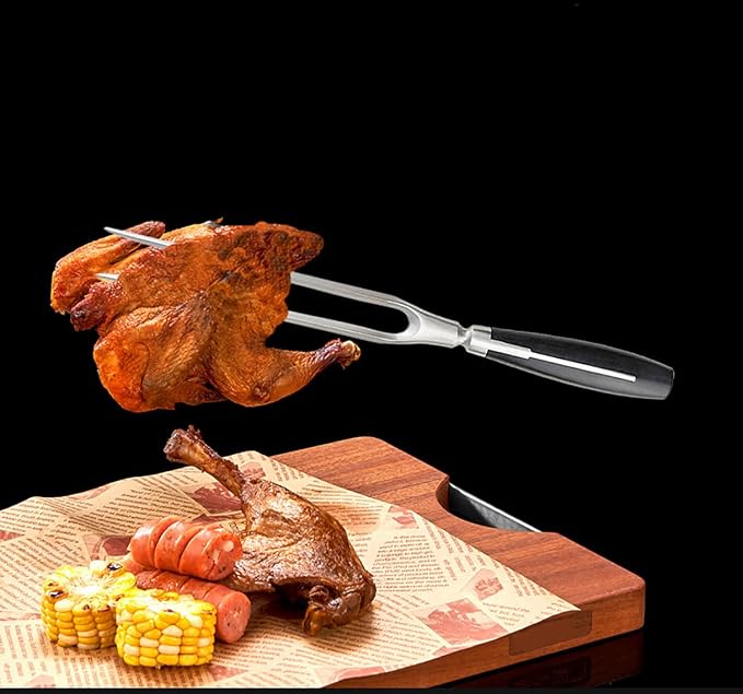 Carving Fork, Meat Fork, 13 Inch Cooking Fork, Heavy Duty Stainless Steel BBQ Fork, Long Metal Chef Pro Kitchen Forks for Barbecue, Serving, Cooking, Grilling, Roasting