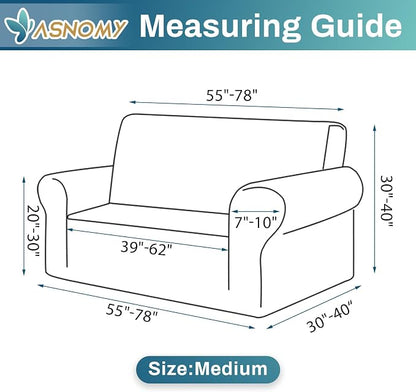 Asnomy Stretch Couch Covers Washable,loveseat Cover Slipcovers,Black | 1-Piece Sofa Cover(55"-78") loveseat cover Furniture Protector Soft Jacquard,Non-Slip Elastic Bottom for Dogs & Kids