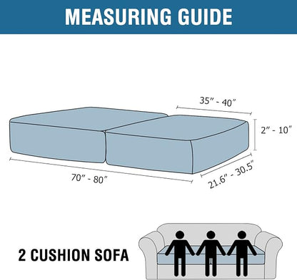 H.VERSAILTEX Velvet Stretch Couch Cushion Cover Plush Cushion Slipcover for Chair Loveseat Sofa Cushion Furniture Protector Seat Cushion Sofa Cover (2 Piece Large Sofa Cushion Covers, Black)