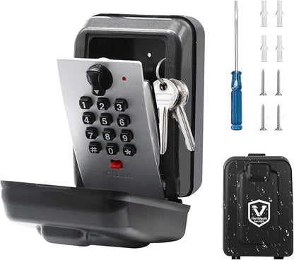FortiVault Key Lock Box for Outside, 12 Digit Combination Lock Box for Keys with Code, Wall Mounted Weatherproof Key Lockbox, Large Capacity Secure Key Safe for Home, Realtor, Airbnb, Garage
