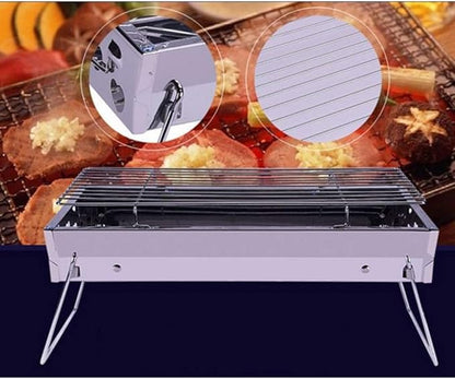 Stainless Steel BBQ Grill Charcoal Stove Portable Folding Barbecue Rack Outdoor Cooking Tool