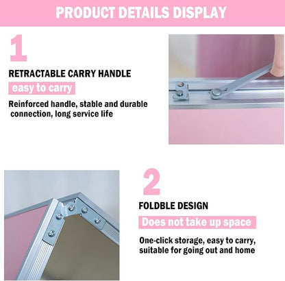 Portable Folding Table - Small Outdoor Folding Table, Suitable for Travel, Camping, Beach, Barbecue, Picnic, Party, Patio (Pink)