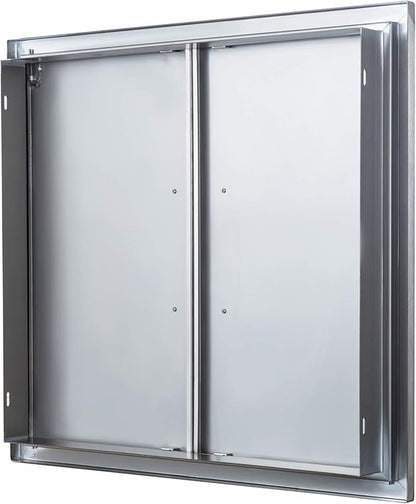 Outdoor Kitchen Doors- 30" W x 21" H - Stainless Steel BBQ Double Access Door,Flush Mount for Outdoor Kitchen and BBQ Island
