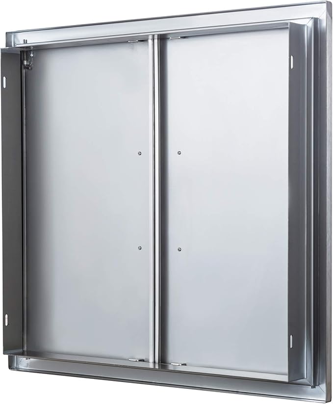 Outdoor Kitchen Doors Stainless Steel,33" W by 23" H Double Access Door,Flush Mount for Outdoor Kitchen and BBQ Island
