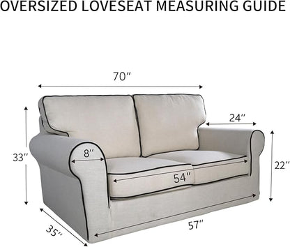 PureFit Reversible Quilted Couch Covers for Dogs Loveseat Sofa Cover 54" | Light Gray/Light Gray, Water Resistant Couch Protector, Washable Pet Couch Cover with Non Slip and Elastic Straps For Kids