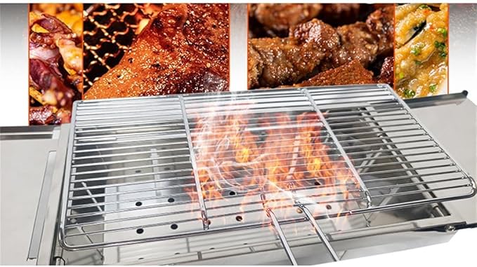 Portable Charcoal Grill for Camping BBQ Grills, Outdoor Barbecue Grill with Folding Stainless Steel Rack, Compact Camping Grill for Backyard & Travel, 67x20x14.8cm,67 * 20 * 14.8Cm-D
